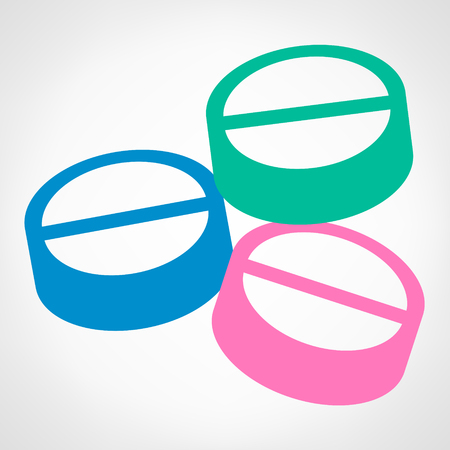 Tablets vector. Medical concept. Three pills with leaves.のイラスト素材