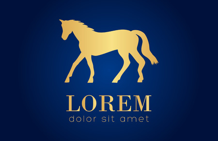 Golden horse logoのイラスト素材