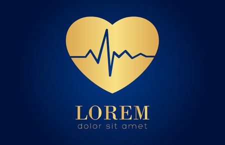 Gold heartbeat logoのイラスト素材