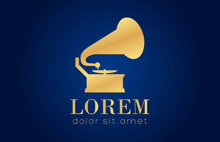 Gramophone silhouette. Phonograph vector.のイラスト素材