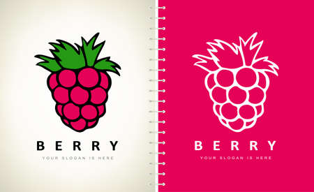 Raspberries logo vector. Berry logo design.のイラスト素材