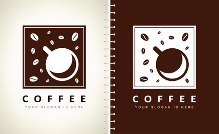 Coffee bean and cup logo vector. Cup logo design vector illustration.のイラスト素材