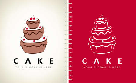 cake logo vector. Logo design.のイラスト素材