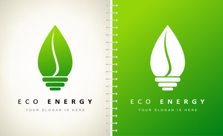 ECO energy logo vector. Eco light bulb logo design.のイラスト素材