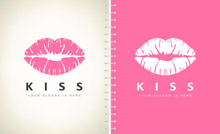Lips logo vector. Kiss design.のイラスト素材