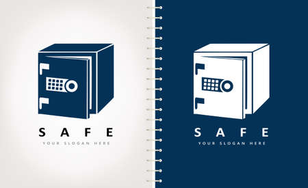 Metal safe logo vector with open doorのイラスト素材