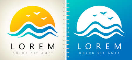 wave and sun logo designのイラスト素材