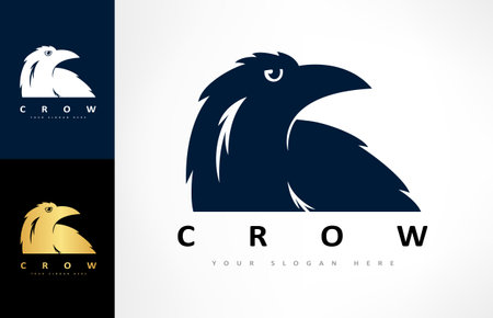 Raven logo vector. Crow bird. animal design.のイラスト素材