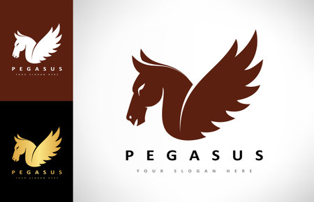 Pegasus logo vector. Animal Mythical creature.のイラスト素材