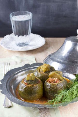 Baked stuffed peppers with meat, rice and vegetables. Selective focusの写真素材