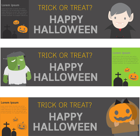 Happy halloween banner. Set of design elements.flat designのイラスト素材