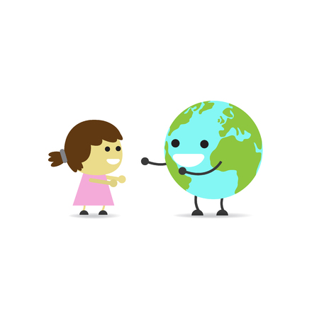 girl and earth.love earthe concept.のイラスト素材