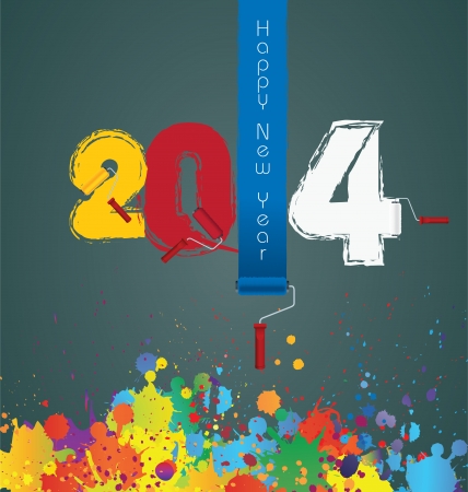  Happy new year 2014   Transparency used on highlight elements のイラスト素材