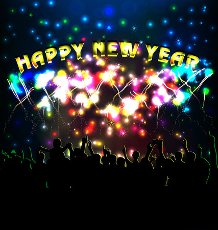 happy new year with fireworkのイラスト素材