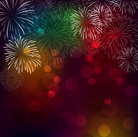 Happy new year fireworks 2017 holiday background designのイラスト素材