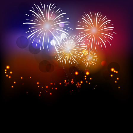 Happy new year fireworks 2017 holiday background designのイラスト素材