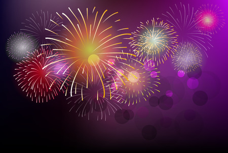 Happy new year fireworks 2017 holiday background designのイラスト素材