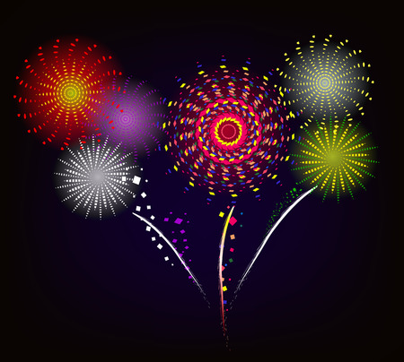 Happy new year fireworks 2017 holiday background designのイラスト素材