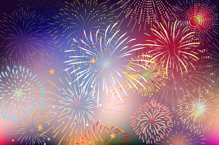 Happy new year fireworks 2017 holiday background designのイラスト素材