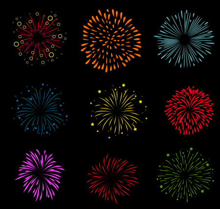 Happy new year fireworks 2017 holiday background designのイラスト素材