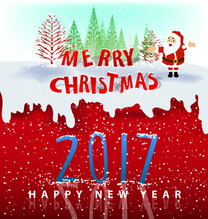 Merry christmas happy new year 2017のイラスト素材