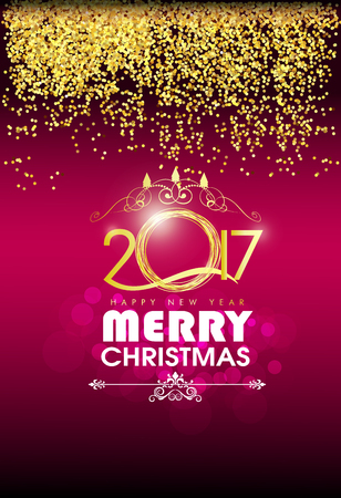 Merry christmas happy new year 2017のイラスト素材
