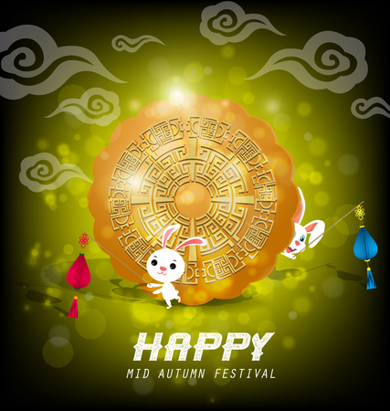 happy mid autumn festival chinese backgroundのイラスト素材