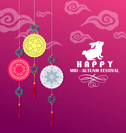 happy mid autumn festival chinese backgroundのイラスト素材