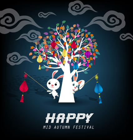 happy mid autumn festival chinese backgroundのイラスト素材