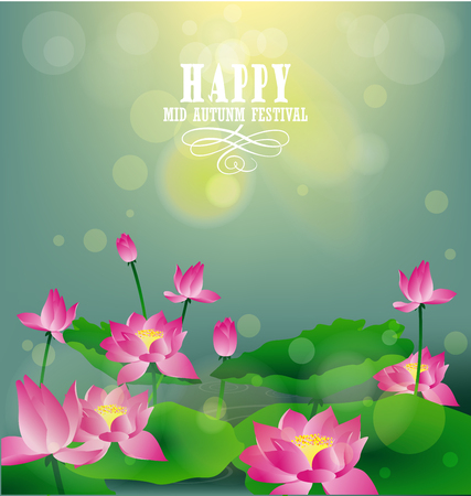 happy mid autumn festival chinese backgroundのイラスト素材