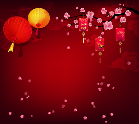 Red envelopes, Happy new year 2018 greeting card and chinese new year of the dogのイラスト素材