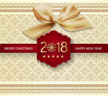 Happy new year 2018 greeting card and merry christmasのイラスト素材