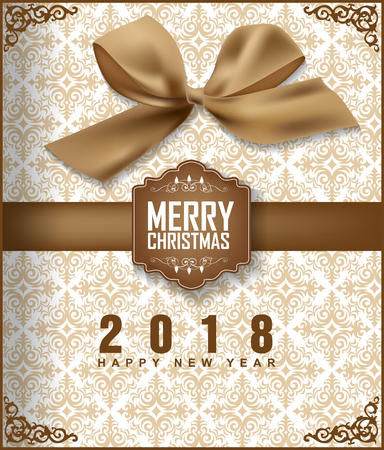 Happy new year 2018 greeting card and merry Christmas.のイラスト素材