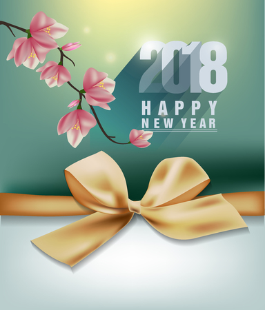 Happy new year 2018 greeting card merry christmasのイラスト素材