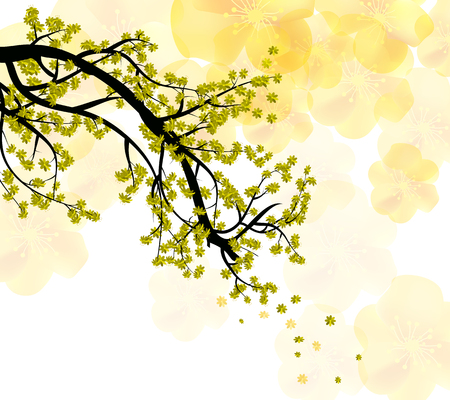 Happy new year 2018 greeting card and chinese new year of the dog, Cherry blossom backgroundのイラスト素材