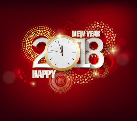 Happy new year 2018 with fireworks  background.のイラスト素材