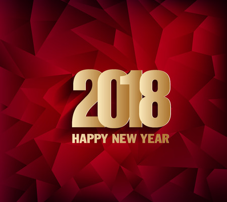 Happy new year 2018 greeting card with ribbonsのイラスト素材