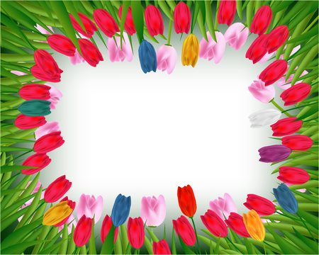 Lovely spring background with tulip flowers vector imageのイラスト素材