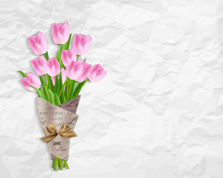 Lovely spring background with tulip flowers vector imageのイラスト素材