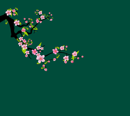 Watercolor sakura frame. Background with blossom cherry tree branches for new year 2019のイラスト素材