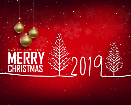 Happy new year 2019 and Merry Christmasのイラスト素材