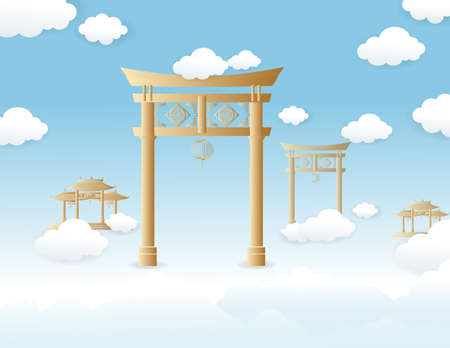 White clouds seamless pattern light blue sky and holiday background.のイラスト素材