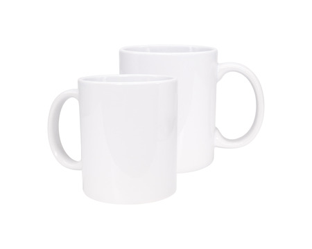 ceramic handle mug on isolated background with  . Blank drink  for your design.の写真素材