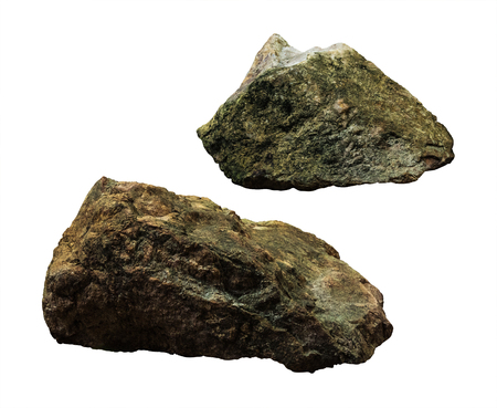 A big stone on isolated white background. Dirty rock or boulder for your design.の写真素材