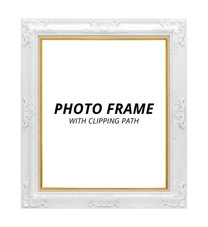 Vintage photo frame isolated on white background. Blank frame in classic style. ( Clipping path )の写真素材