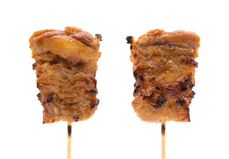Grilled or pork skewers on isolated backgroundの写真素材