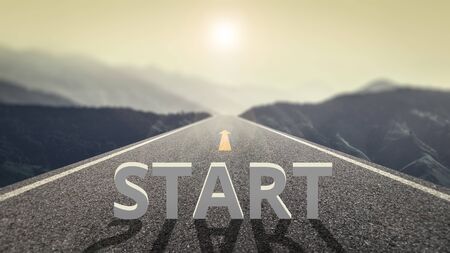 START point on the road of business or your life success. The beginning to victory.の写真素材