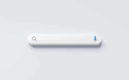Blank minimal search bar box on website interface background with searching or finding button. 3D...