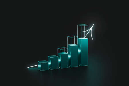 Futuristic financial graph of earning profit and economy concept on success background with glowing...