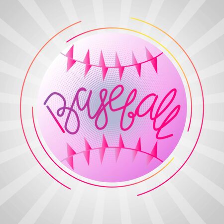 Lettering: Baseball, against the background of the ball, gradient, purple tones. Vector illustration, template graphic design for posters, flyers, cards or vouchers.のイラスト素材